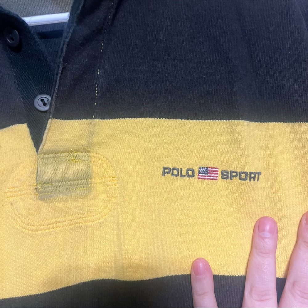 Polo Sport by Ralph Lauren Men's VTG Striped Shirt - Black, Yellow, Brown - Picture 5 of 8